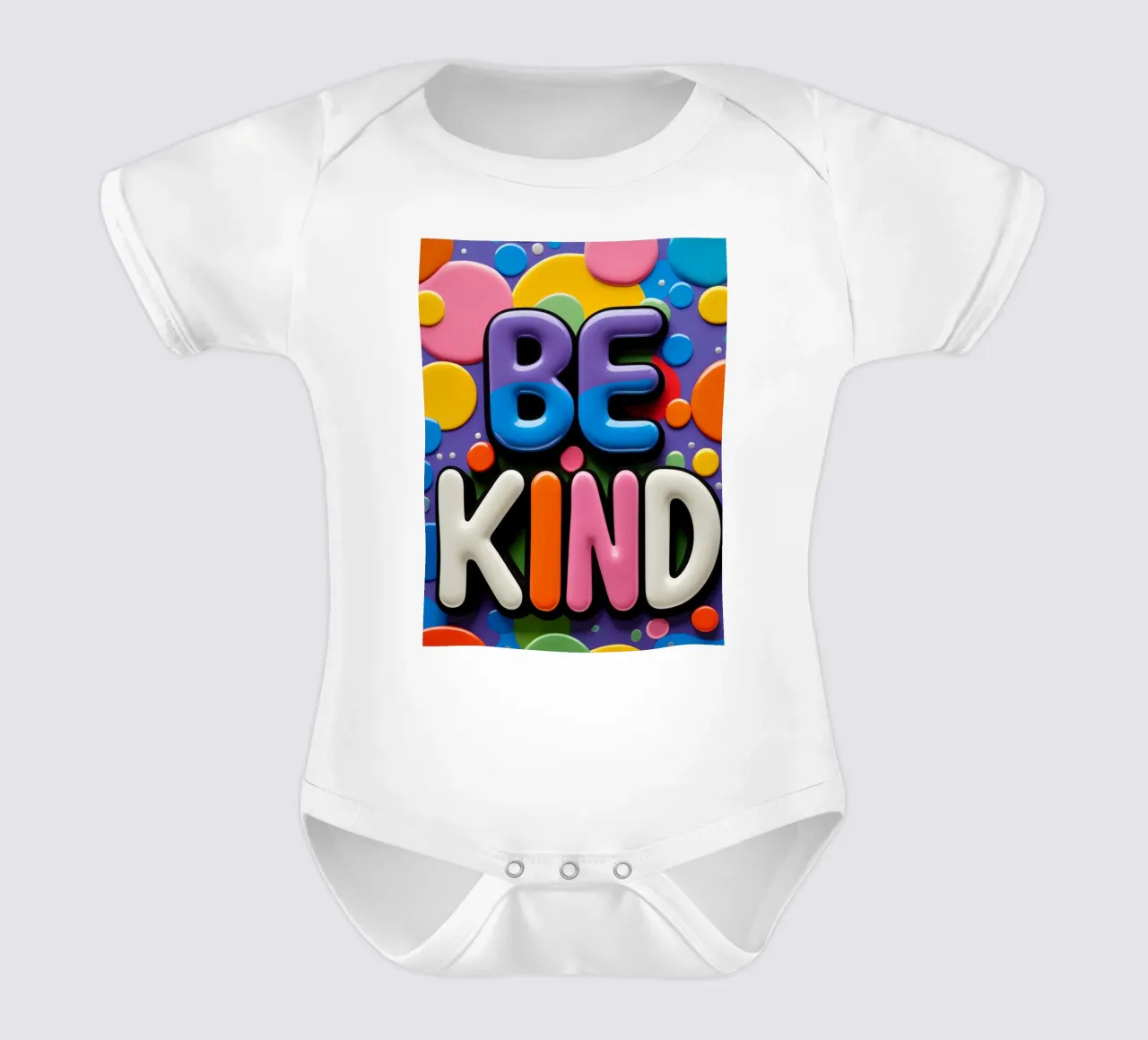 Testo BE KIND con forme colorate body neonato maniche corte da DesignDoodle