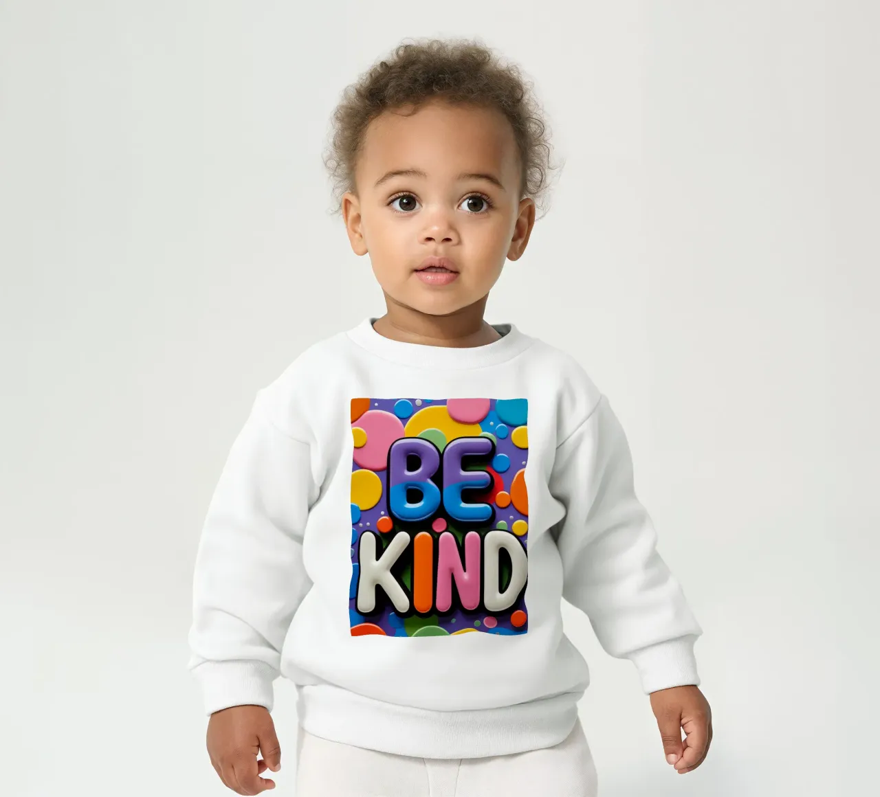 Testo BE KIND con forme colorate felpa neonato da DesignDoodle