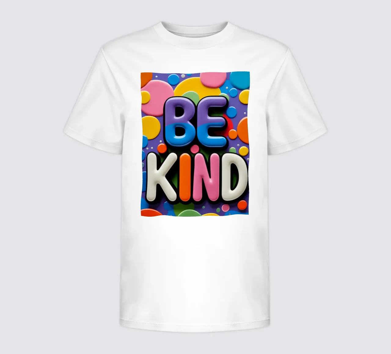 Testo BE KIND con forme colorate t-shirt bambini da DesignDoodle