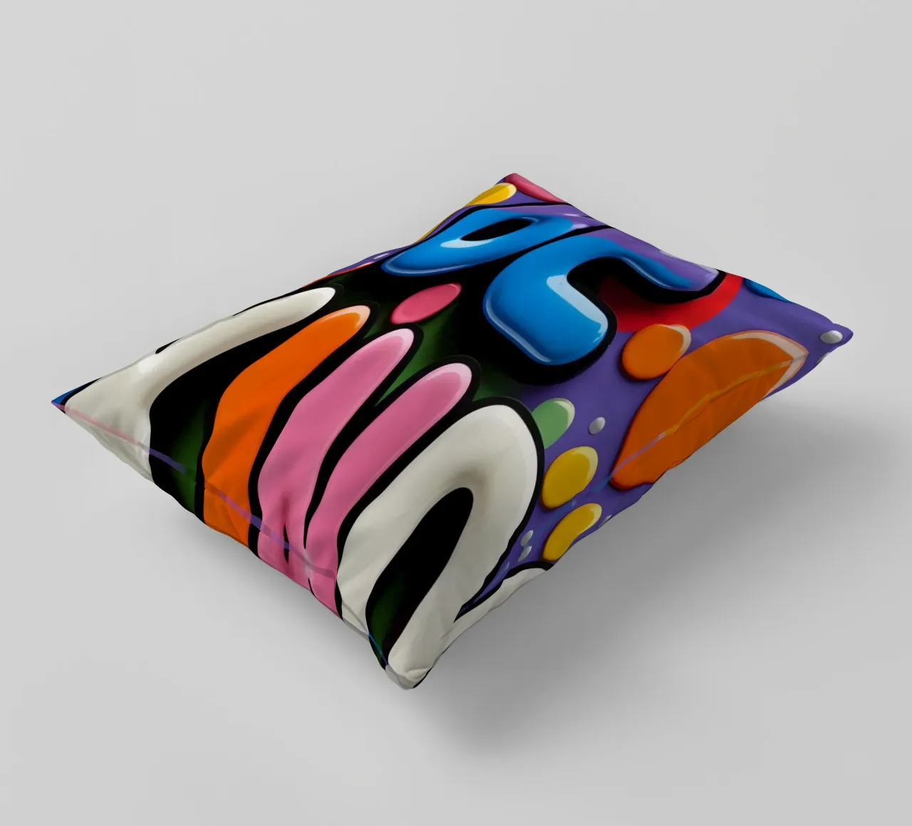 Testo BE KIND con forme colorate cuscino da DesignDoodle