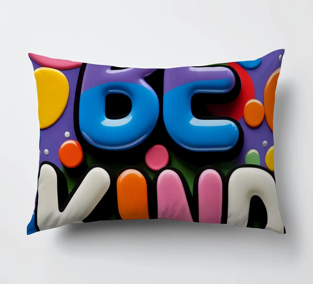 Testo BE KIND con forme colorate cuscino da DesignDoodle