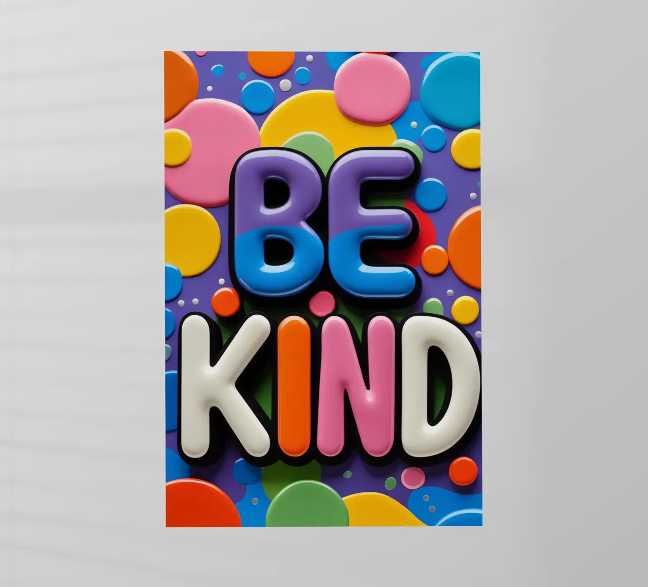 Testo BE KIND con forme colorate pellicola backlit da DesignDoodle