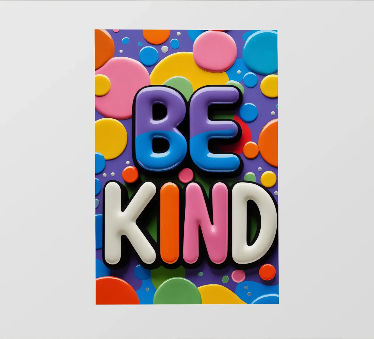 Testo BE KIND con forme colorate pellicola backlit da DesignDoodle