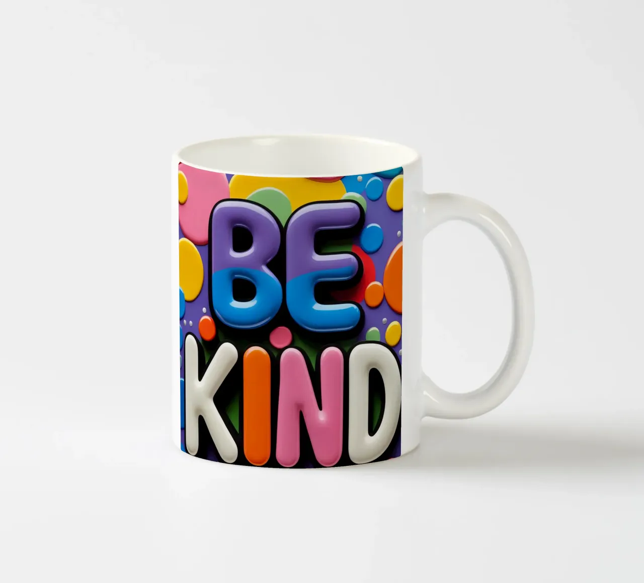 BE KIND tekst met kleurrijke vormen keramische mok van DesignDoodle