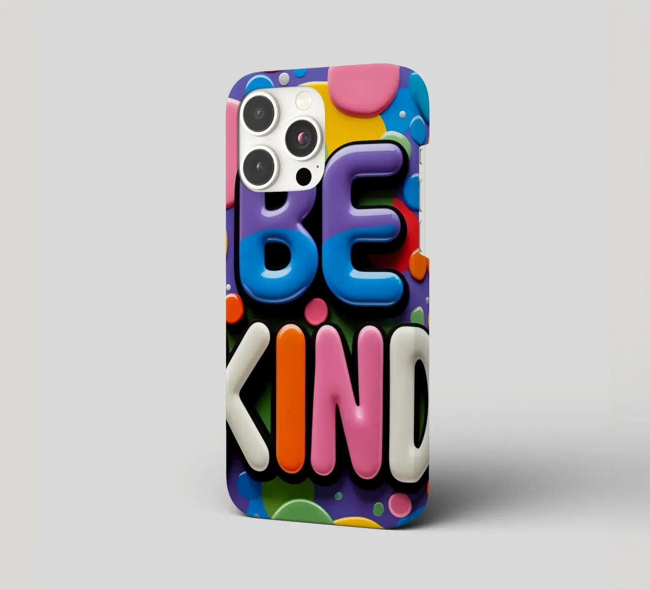 BE KIND tekst met kleurrijke vormen iphone hoesje van DesignDoodle