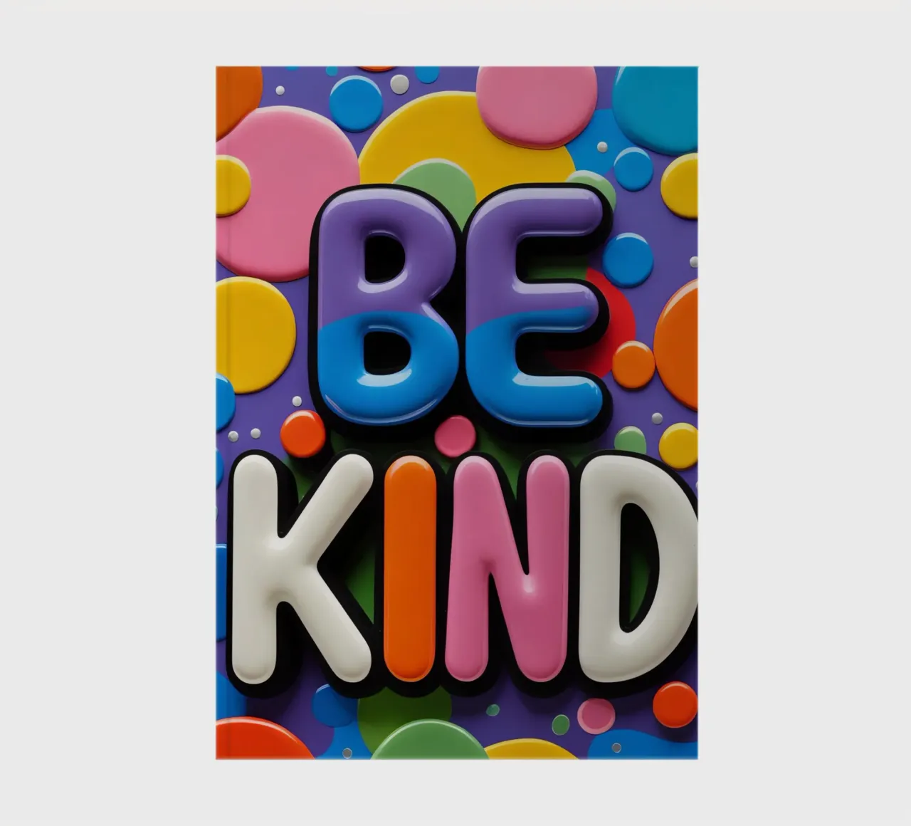 BE KIND text with colorful shapes notebook by DesignDoodle