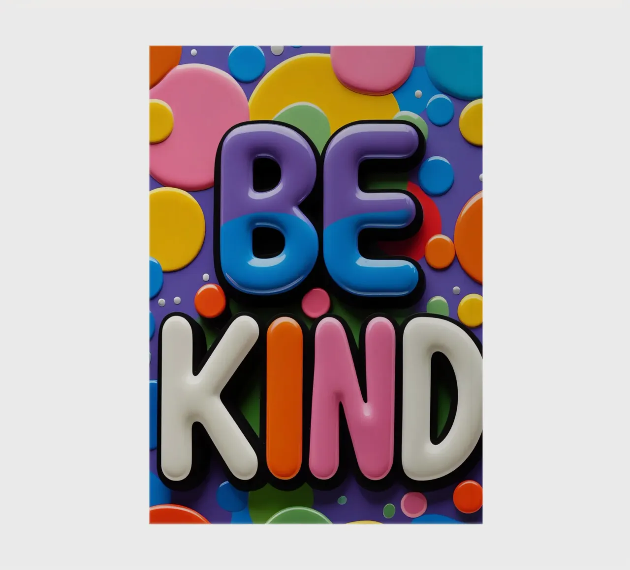 BE KIND text with colorful shapes notebook by DesignDoodle