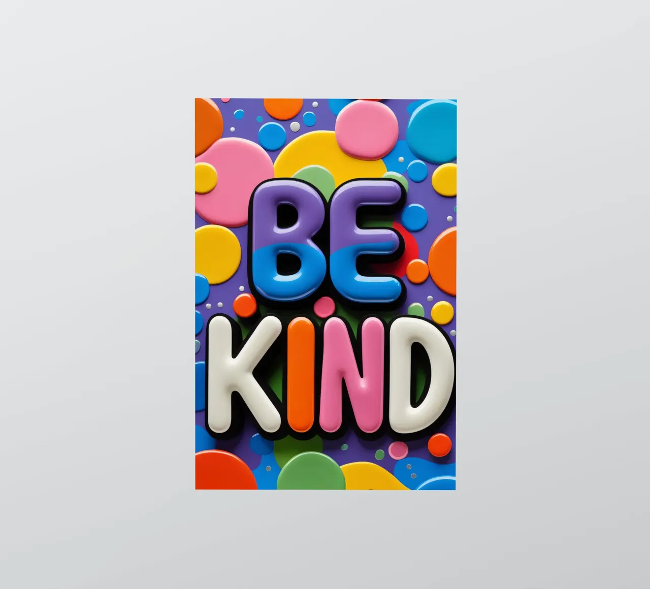 Testo BE KIND con forme colorate adesivo da DesignDoodle