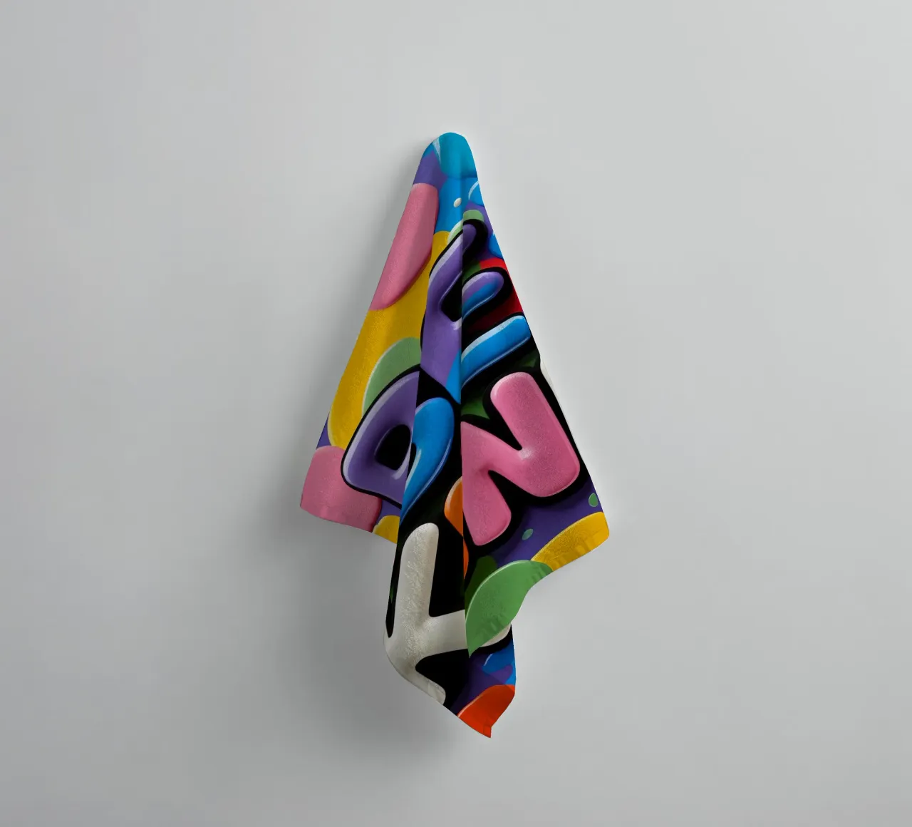 Testo BE KIND con forme colorate asciugamano da bagno da DesignDoodle