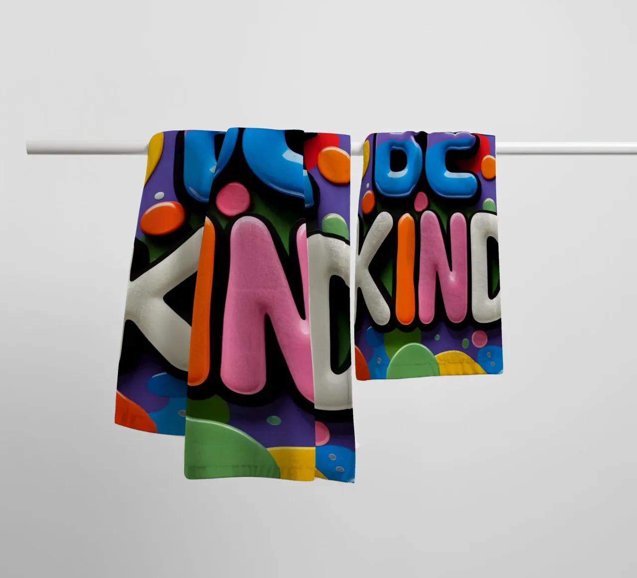 Testo BE KIND con forme colorate asciugamano da bagno da DesignDoodle