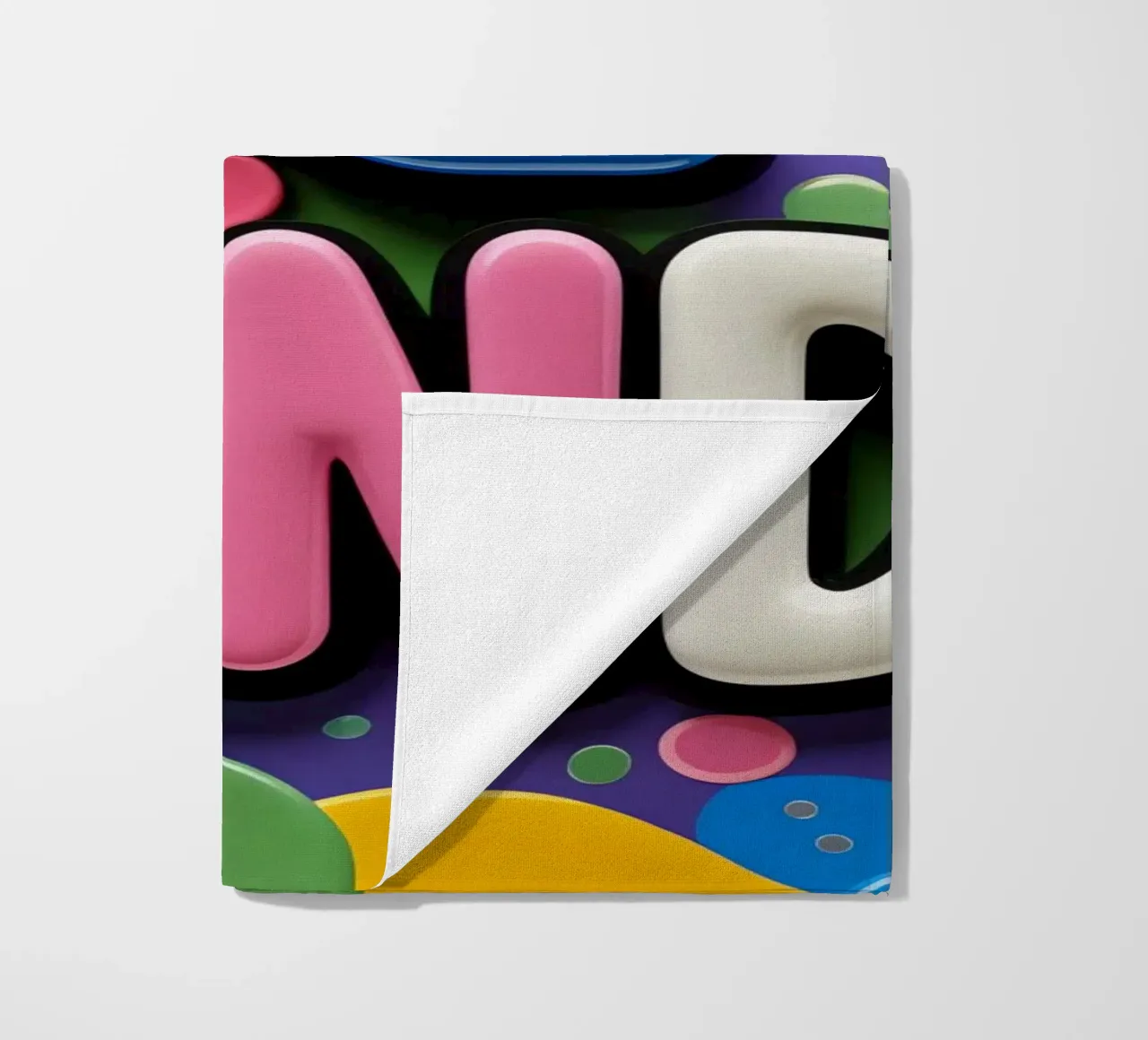 Testo BE KIND con forme colorate telo mare da DesignDoodle