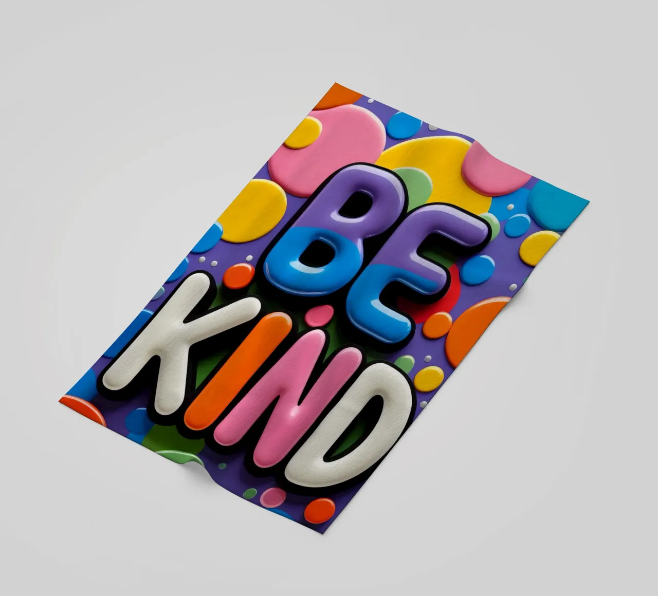 Testo BE KIND con forme colorate telo mare da DesignDoodle