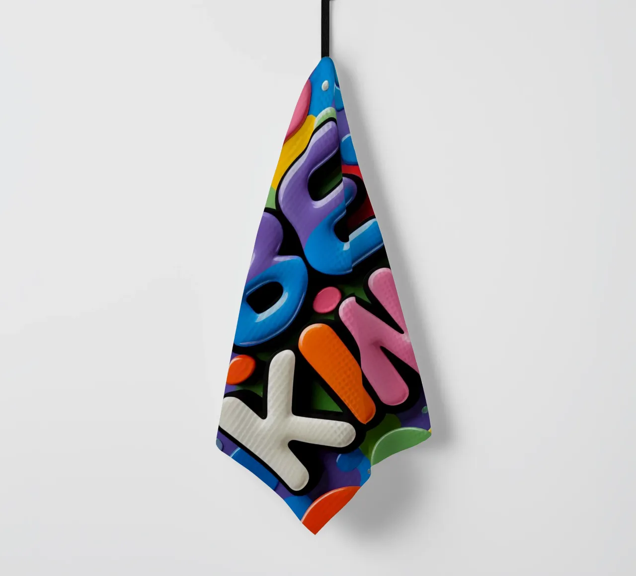 Testo BE KIND con forme colorate canovaccio da cucina da DesignDoodle
