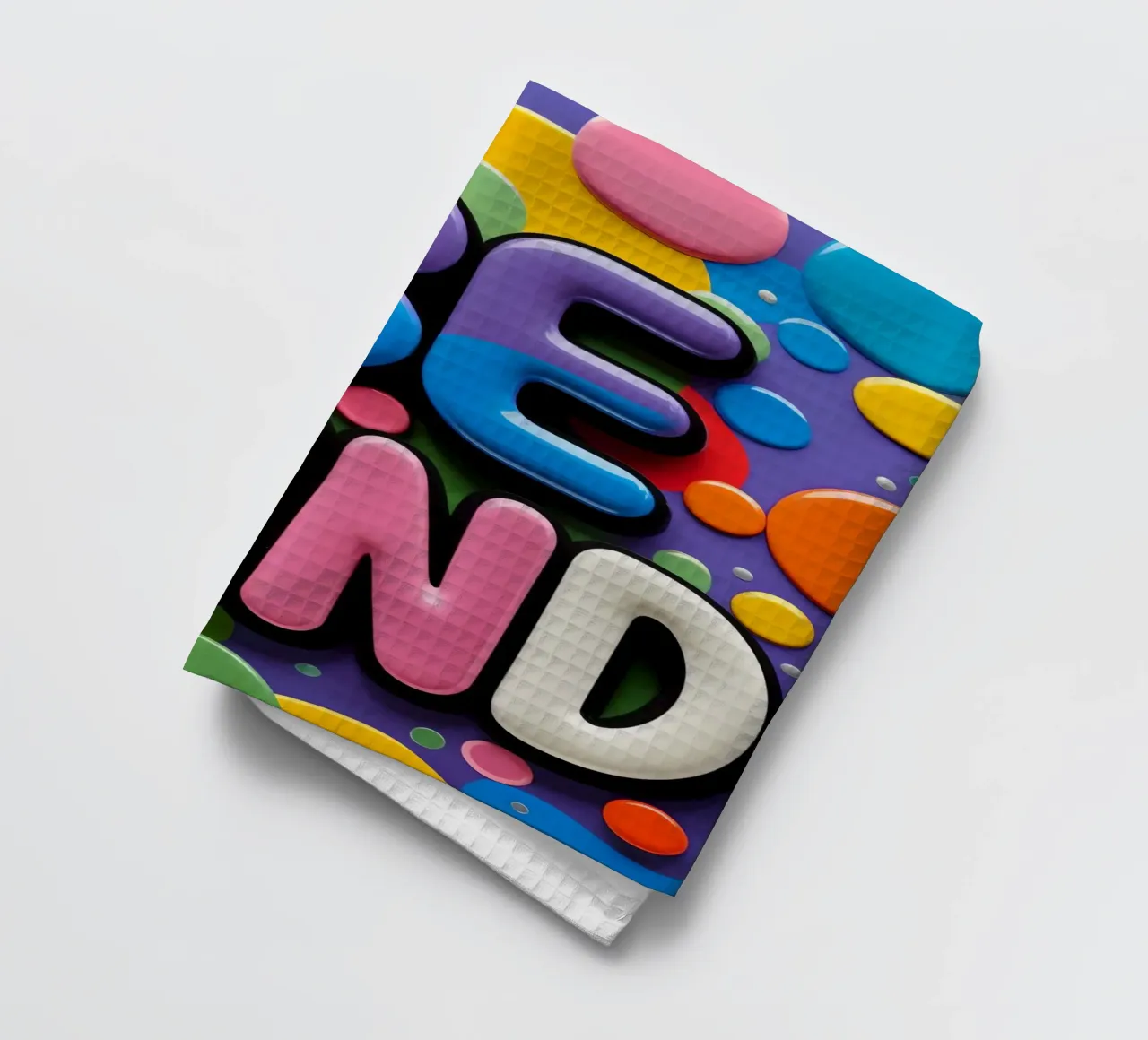 BE KIND tekst met kleurrijke vormen theedoek van DesignDoodle