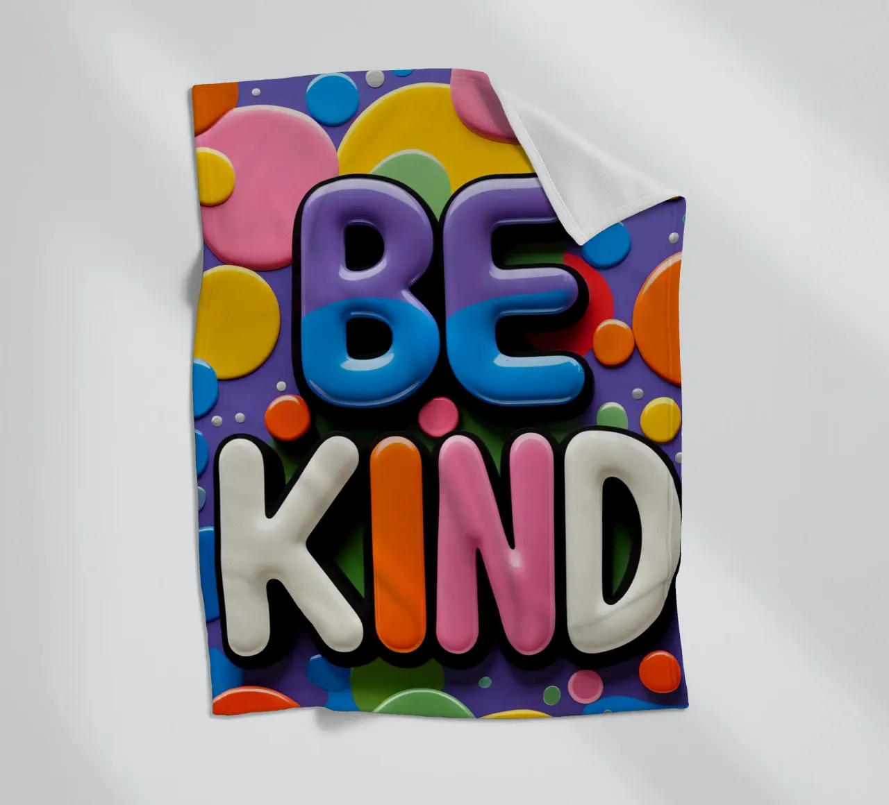 Testo BE KIND con forme colorate coperta in pile da DesignDoodle
