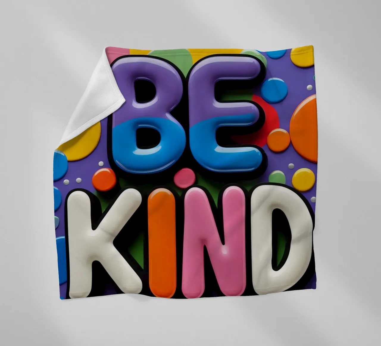 Testo BE KIND con forme colorate coperta in pile da DesignDoodle