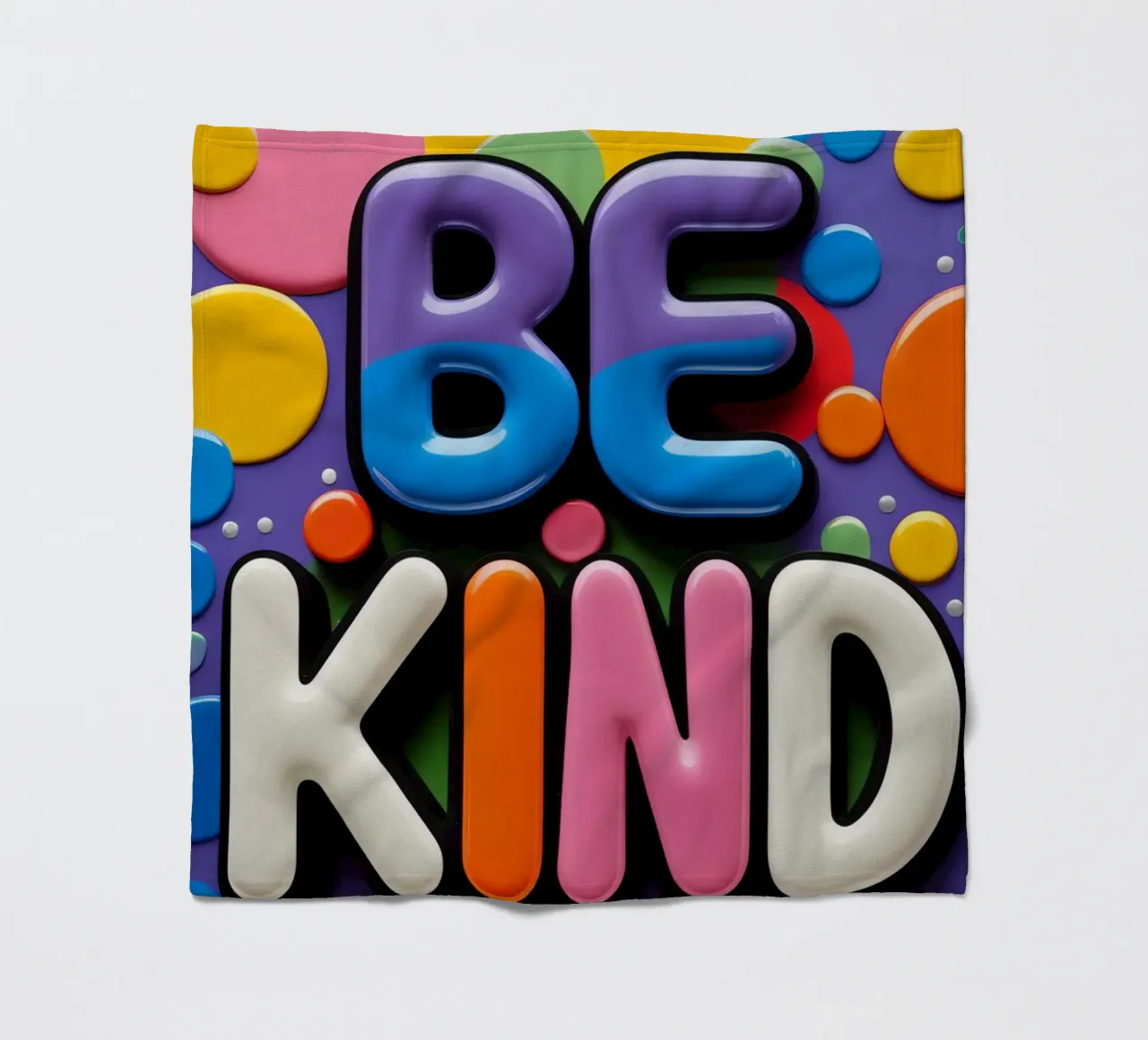 Testo BE KIND con forme colorate coperta in pile da DesignDoodle