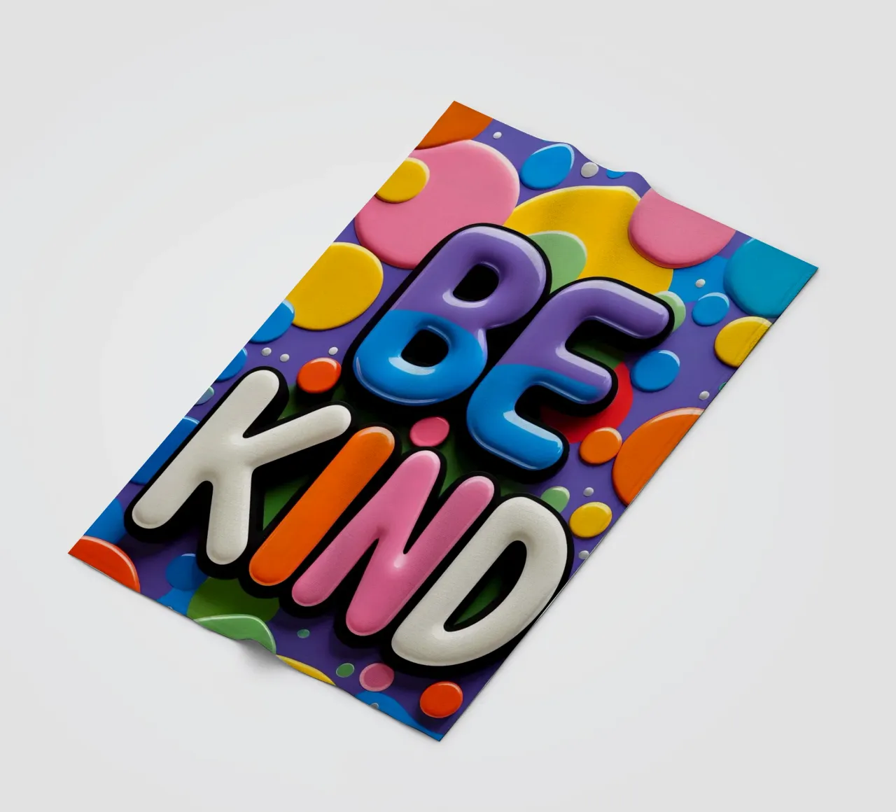 Testo BE KIND con forme colorate coperta in pile da DesignDoodle