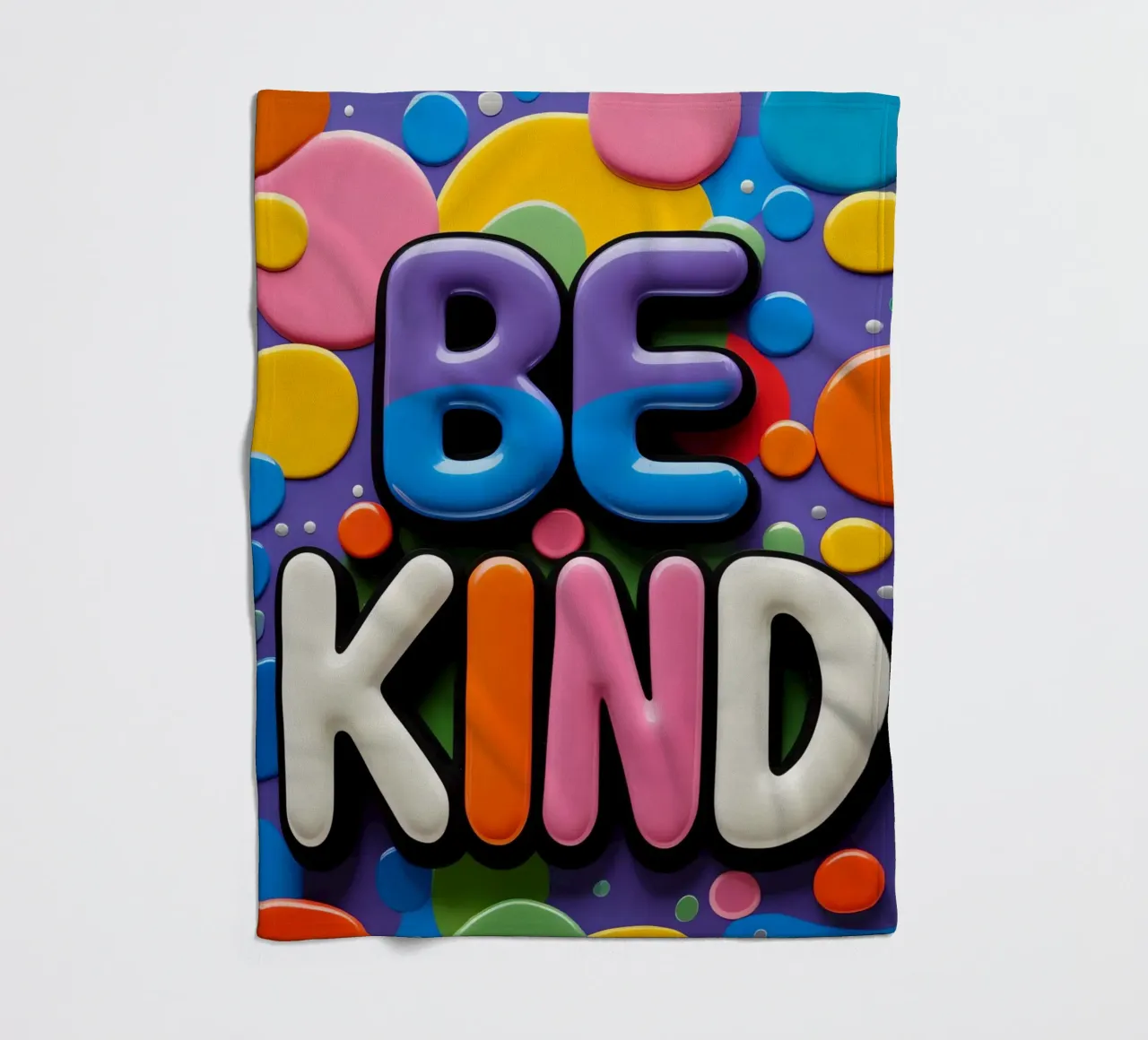 Testo BE KIND con forme colorate coperta in pile da DesignDoodle