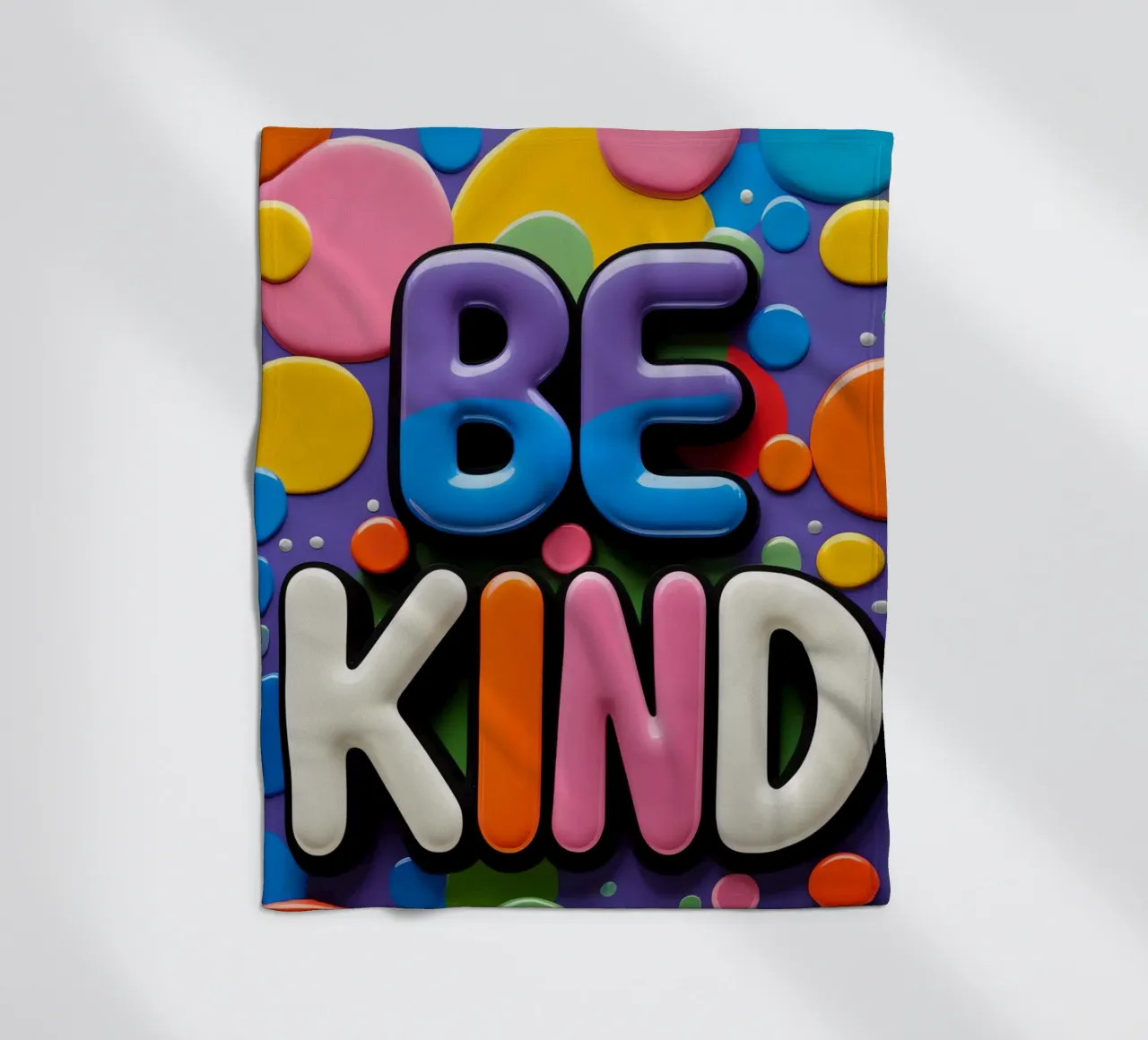 Testo BE KIND con forme colorate coperta in pile da DesignDoodle