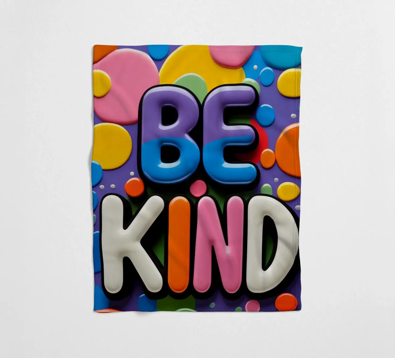 Testo BE KIND con forme colorate coperta in pile da DesignDoodle