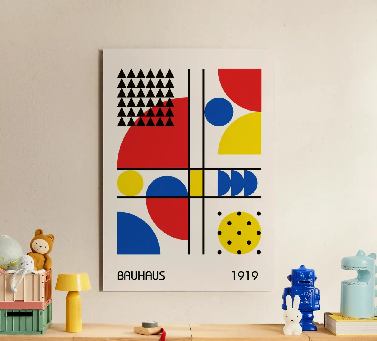 Bauhaus 1919 Colore primario Composizione geometrica astratta alluminio dibond da Grungeo