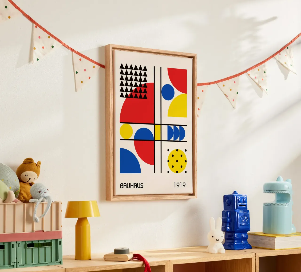 Bauhaus 1919 Colore primario Composizione geometrica astratta tela da Grungeo