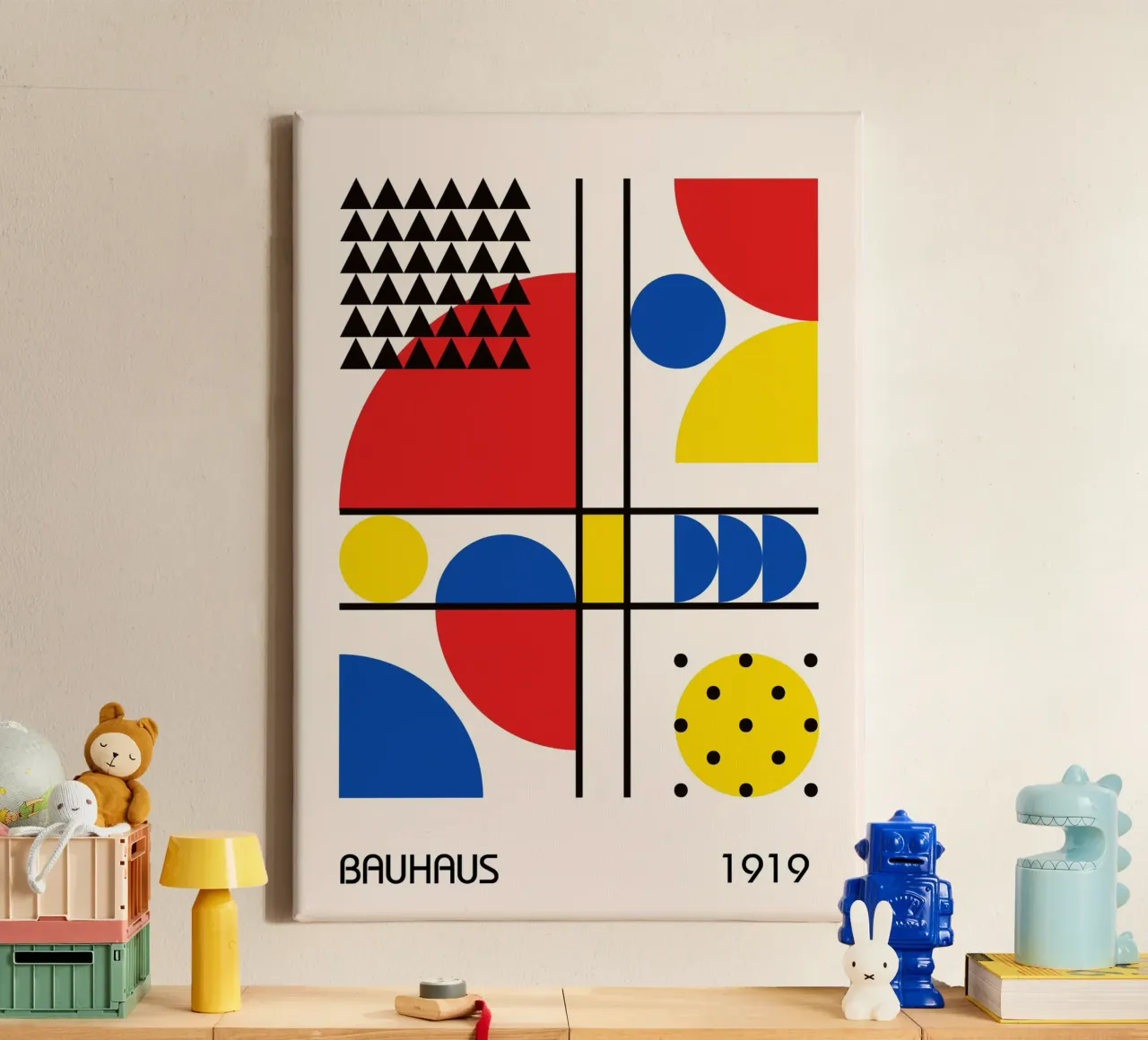 Bauhaus 1919 Colore primario Composizione geometrica astratta tela da Grungeo
