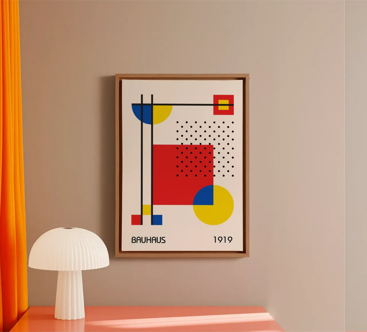 Bauhaus 1919 Geometric Abstract Primary Colors & Dots canvas by Grungeo