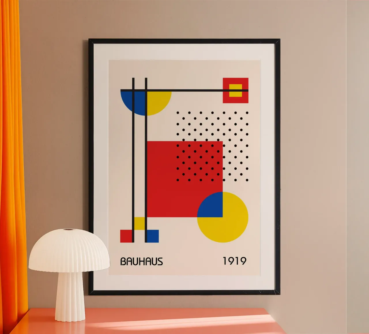 Bauhaus 1919 Geometric Abstract Primary Colors & Dots hahnemühle by Grungeo