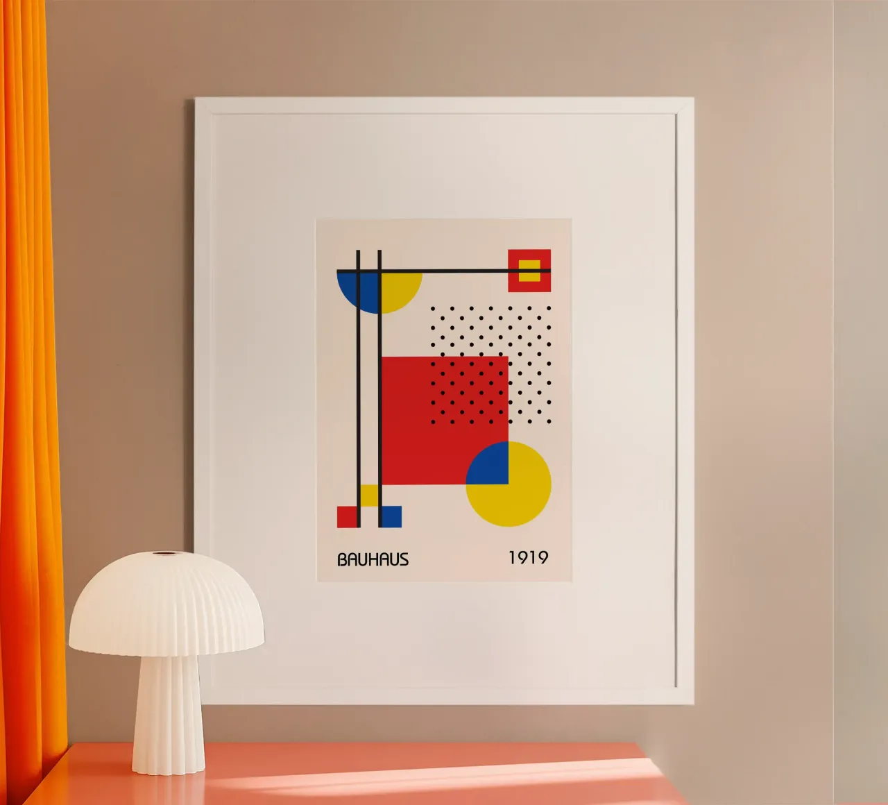 Bauhaus 1919 Geometric Abstract Primary Colors & Dots hahnemühle by Grungeo