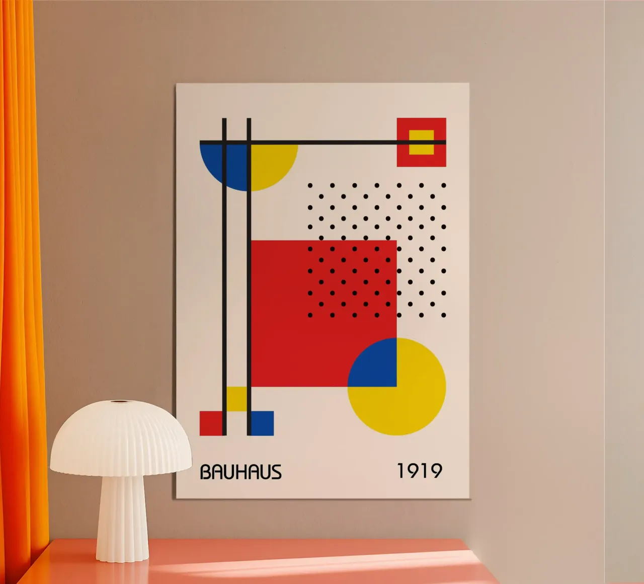 Bauhaus 1919 Geometric Abstract Primary Colors & Dots hahnemühle by Grungeo