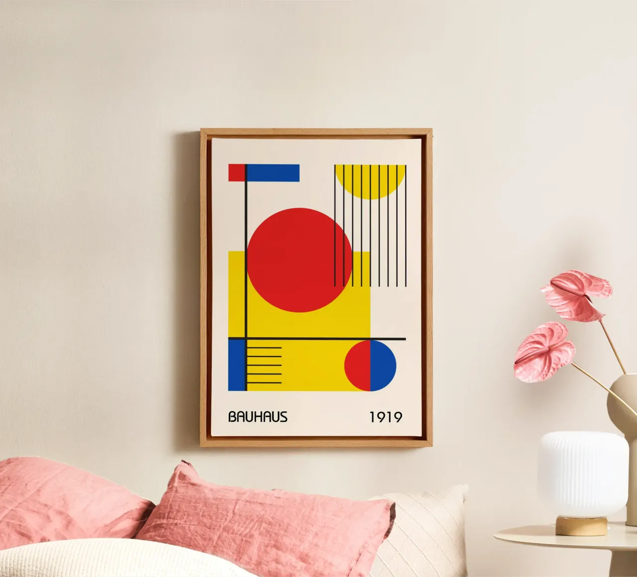 Bauhaus 1919 Primary Color Abstract Geometric Composition canvas by Grungeo