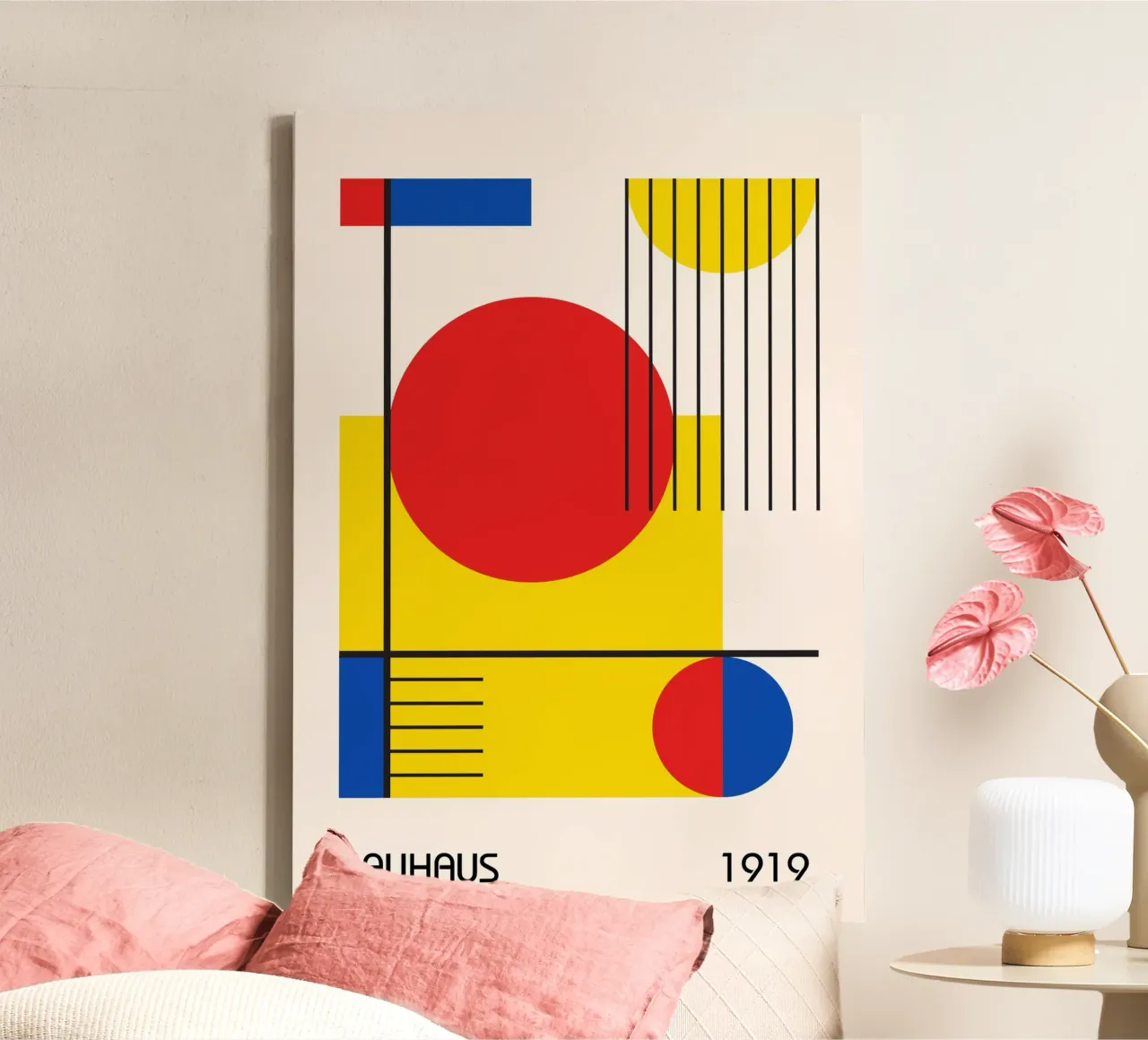 Bauhaus 1919 Primary Color Abstract Geometric Composition canvas by Grungeo