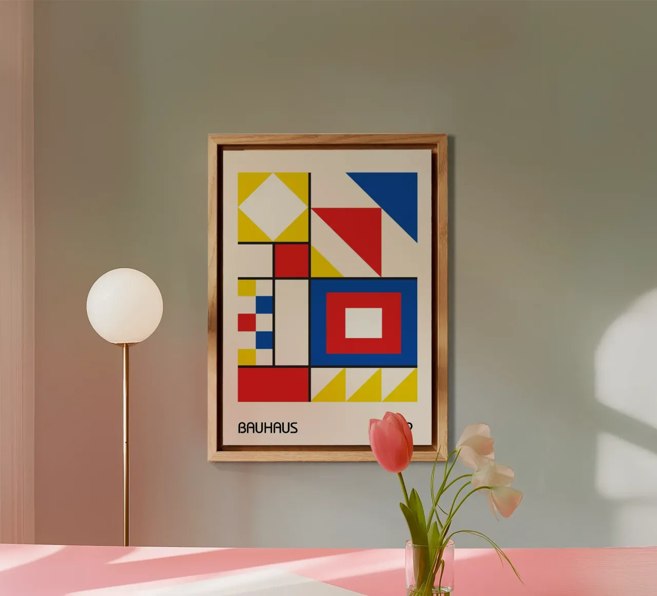 Bauhaus 1919 Colori primari Quadrati e triangoli geometrici alluminio dibond da Grungeo