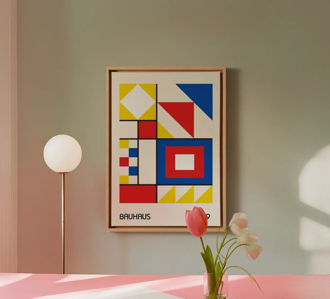 Bauhaus 1919 Primary Color Geometric Squares & Triangles canvas by Grungeo