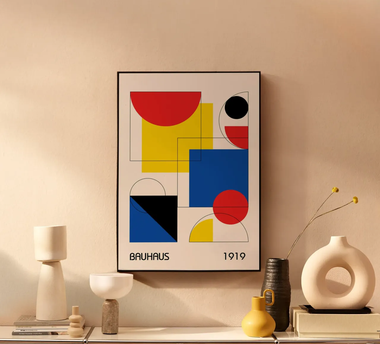 Bauhaus 1919 Primary Color Abstract Geometric Overlap alu-dibond by Grungeo