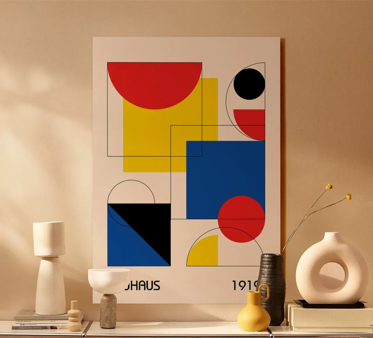 Bauhaus 1919 Primary Color Abstract Geometric Overlap alu-dibond by Grungeo