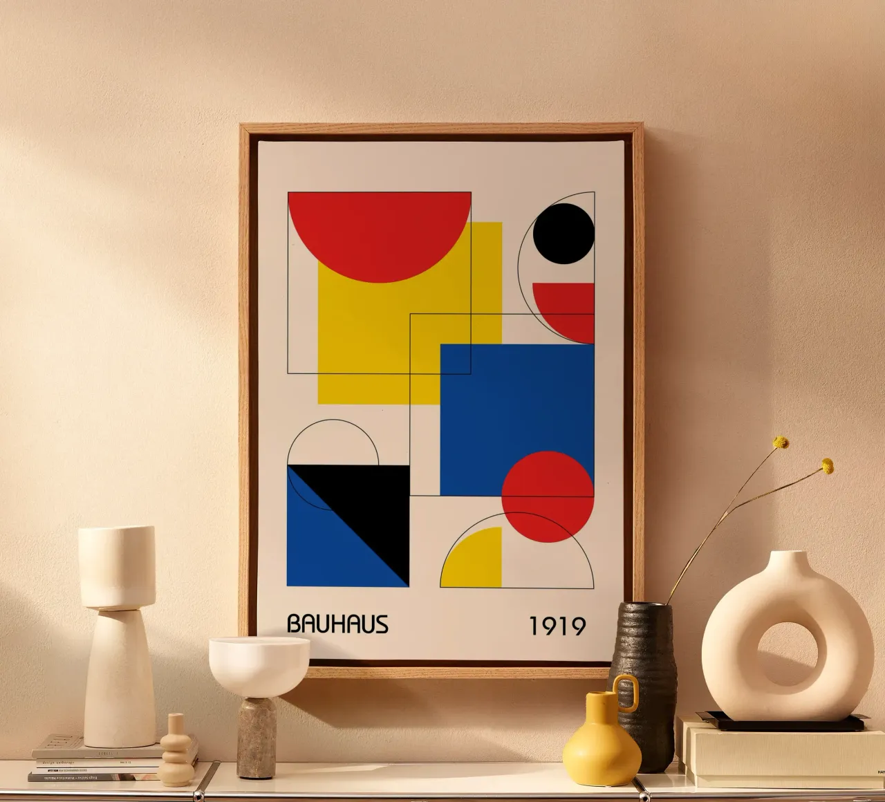 Bauhaus 1919 Primary Color Abstract Geometric Overlap canvas by Grungeo