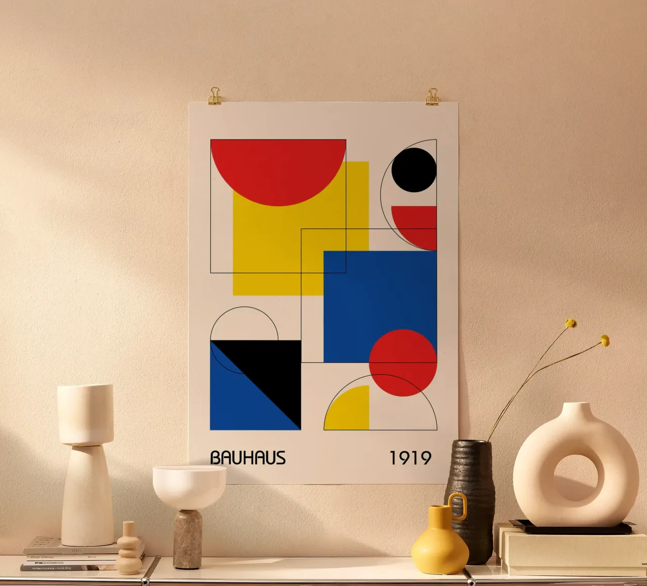 Bauhaus 1919 Primary Color Abstract Geometric Overlap hahnemühle by Grungeo
