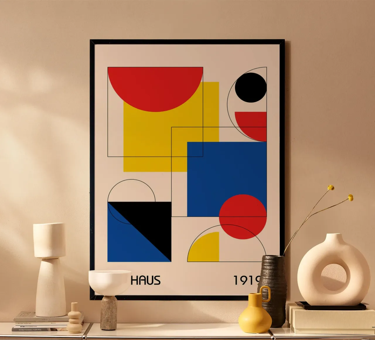 Bauhaus 1919 Primary Color Abstract Geometric Overlap hahnemühle by Grungeo