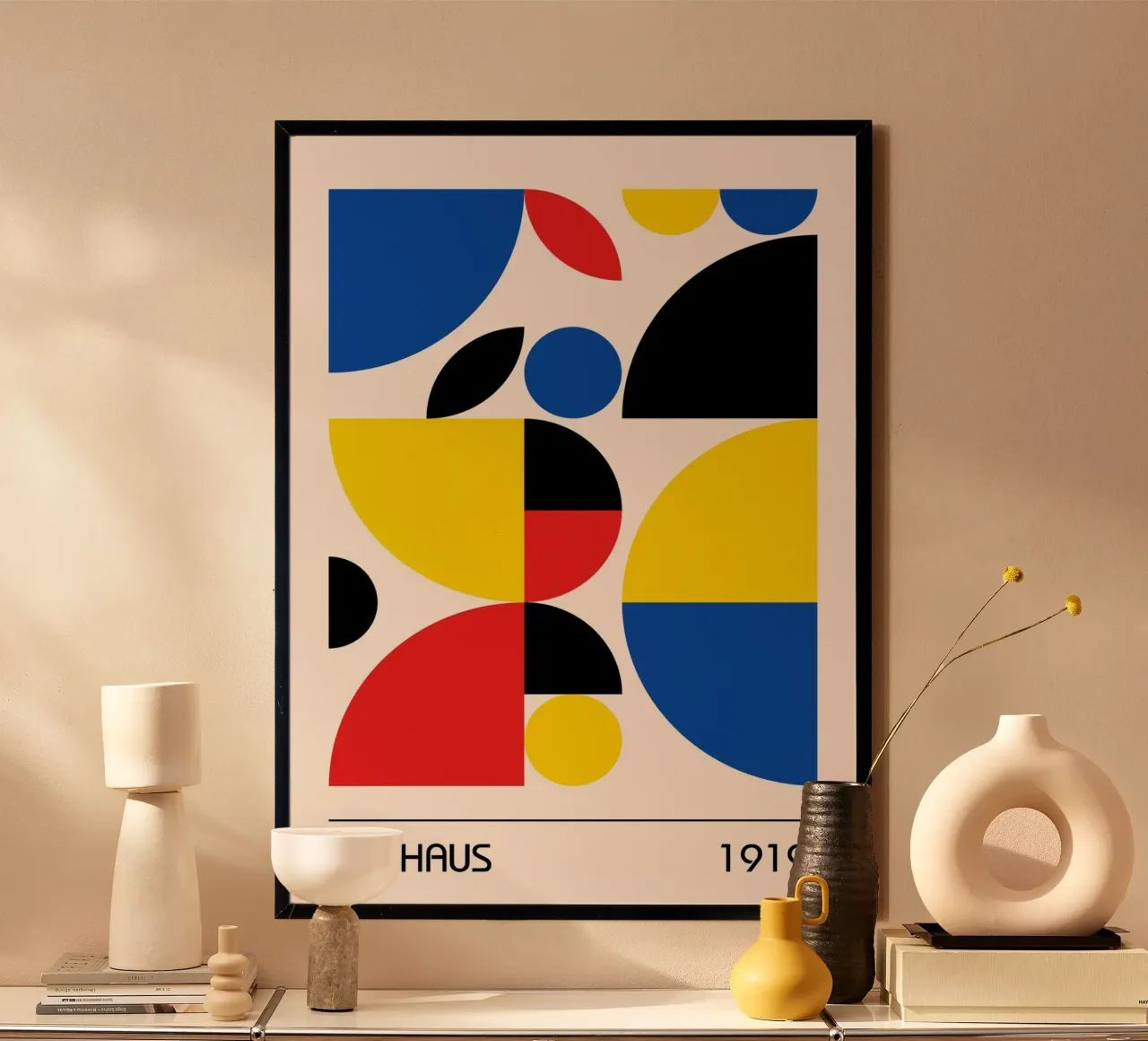 Bauhaus 1919 Círculos geométricos abstractos de colores primarios hahnemühle de Grungeo