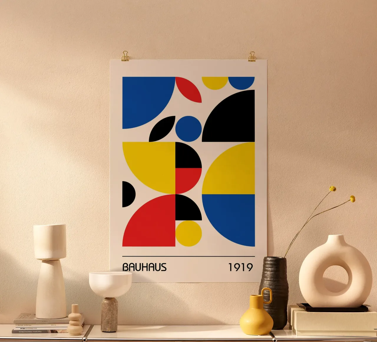 Bauhaus 1919 Círculos geométricos abstractos de colores primarios hahnemühle de Grungeo