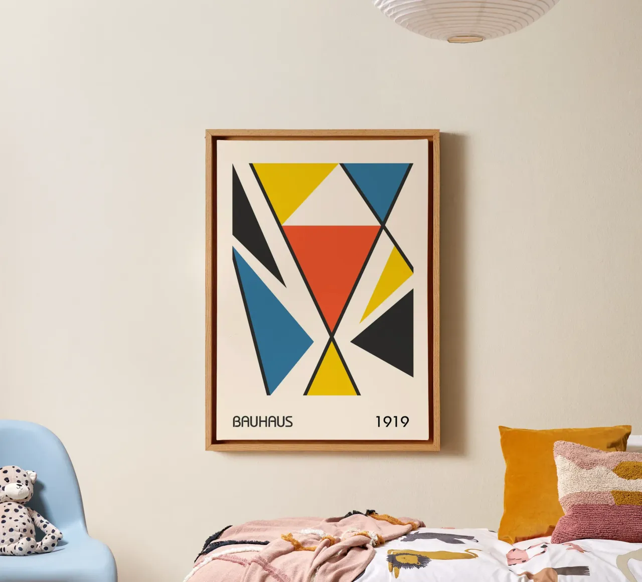 Bauhaus 1919 Geometric Primary Triangles Abstract Art canvas by Grungeo