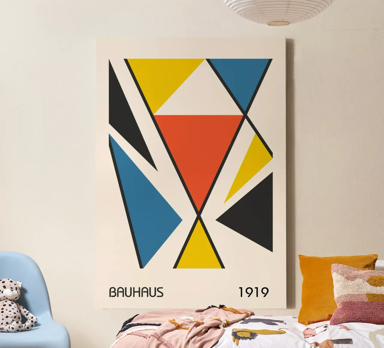 Bauhaus 1919 Geometric Primary Triangles Abstract Art canvas by Grungeo