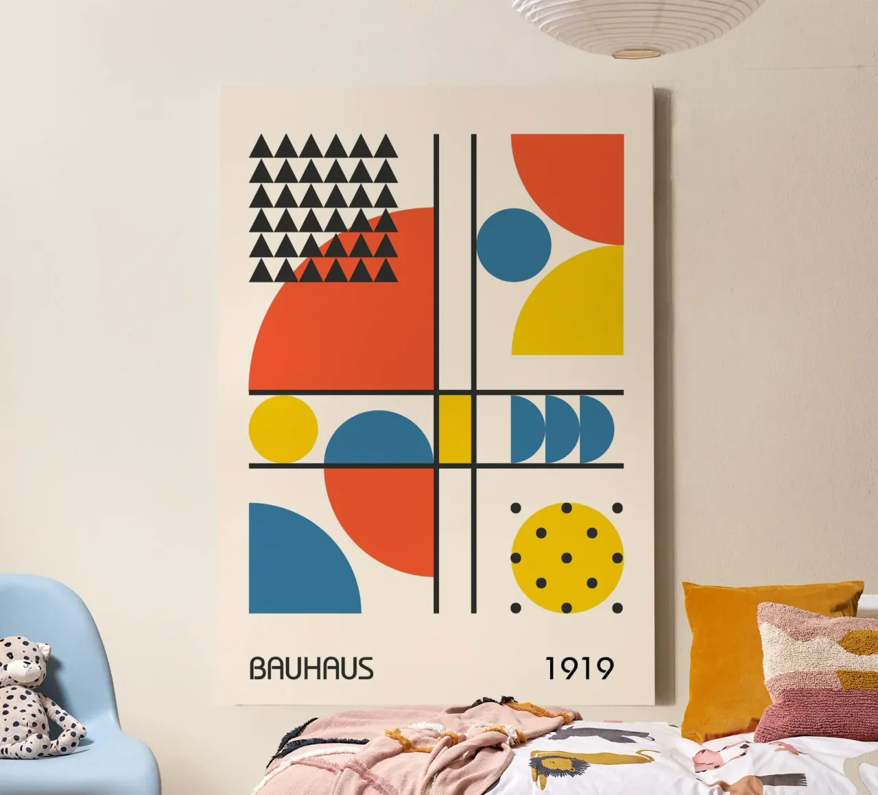 Bauhaus 1919 Primary Color Abstract Geometric Composition canvas by Grungeo