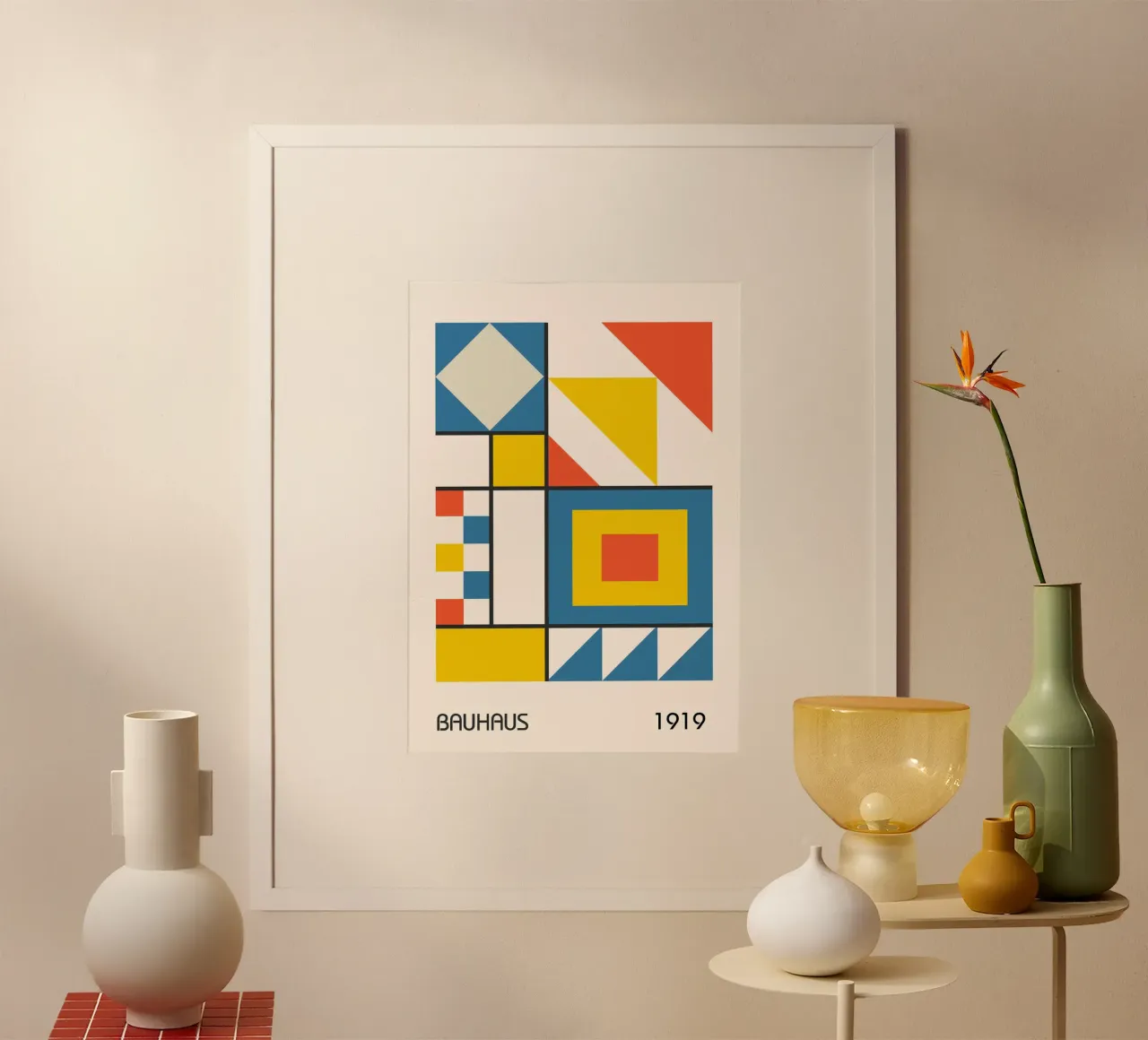 Bauhaus 1919 Colori primari Quadrati e triangoli geometrici carta hahnemühle da Grungeo