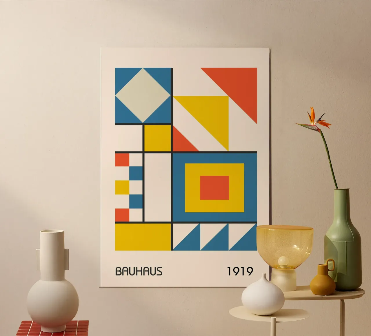 Bauhaus 1919 Colori primari Quadrati e triangoli geometrici carta hahnemühle da Grungeo