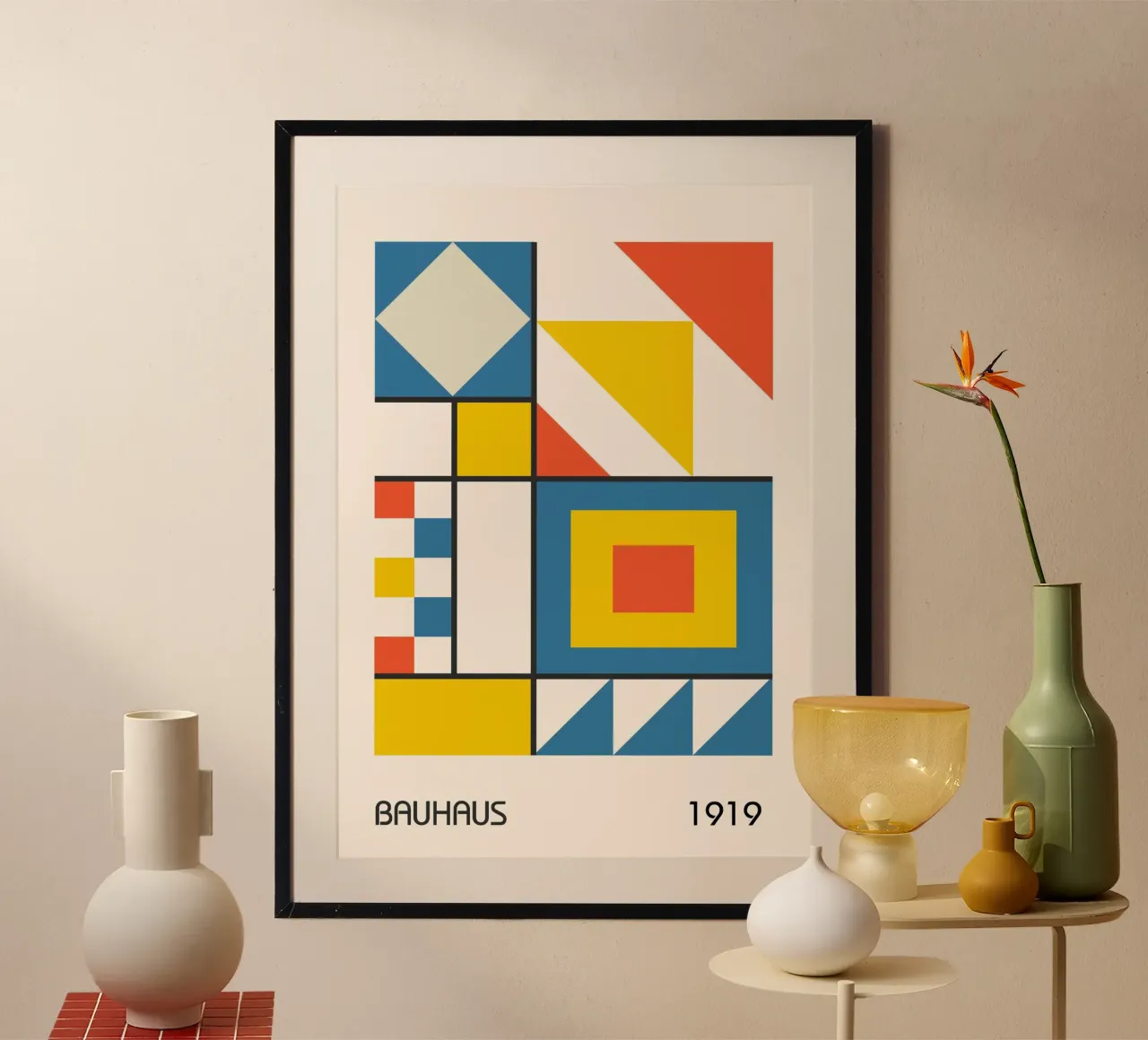 Bauhaus 1919 Colori primari Quadrati e triangoli geometrici carta hahnemühle da Grungeo