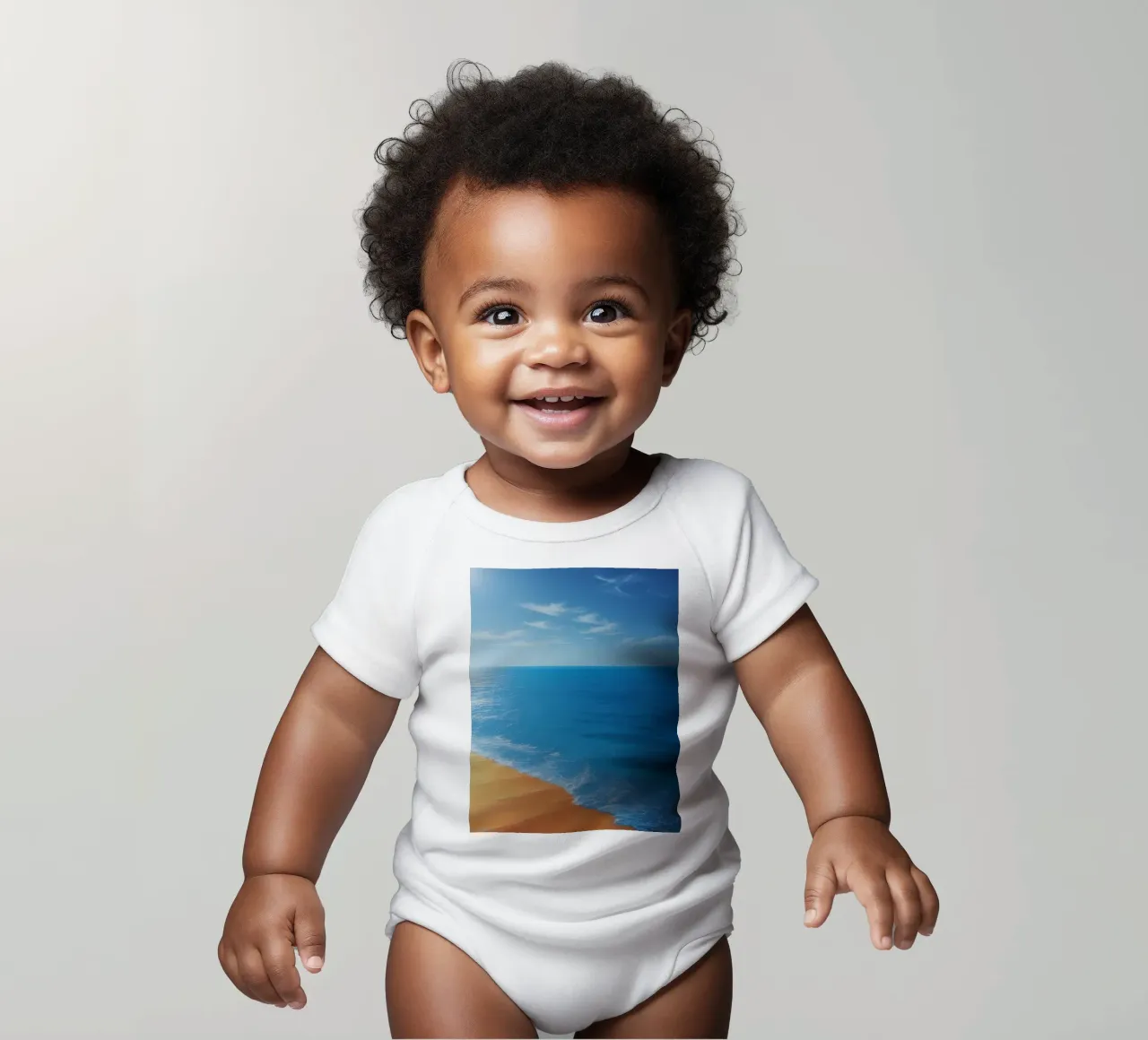 Orizzonte spiaggia e oceano body neonato maniche corte da DesignDoodle